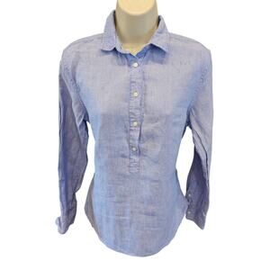 Southern tide 100% linen purple 1/4 button down popover long sleeve XS casual